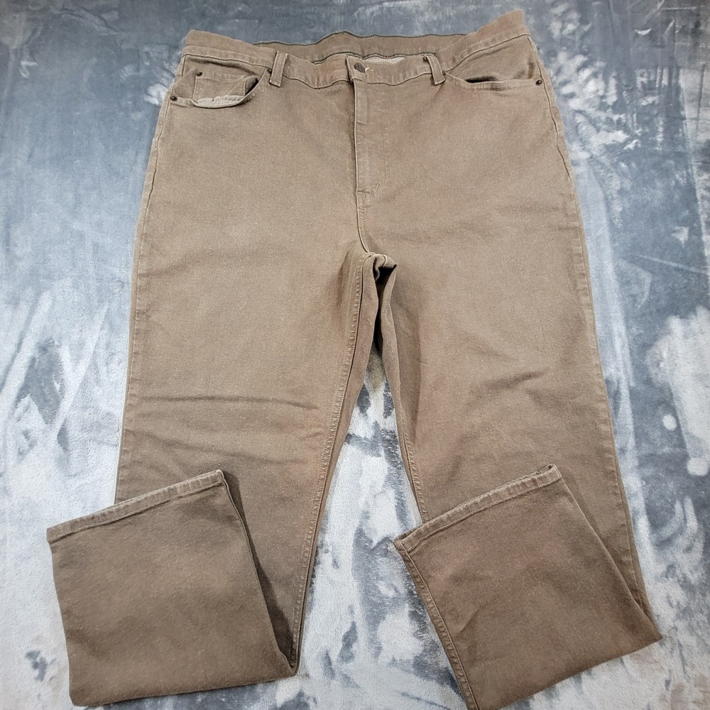LL Bean Mens 1912 Jeans 42x30 Brown CoolMax Tencel Stretch Straight Leg Pants